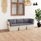 Garten-Palettensofa 3-Sitzer mit Kissen Fichtenholz Garten-Palettensofa 3-Sitzer mit Kissen Fichtenholz
