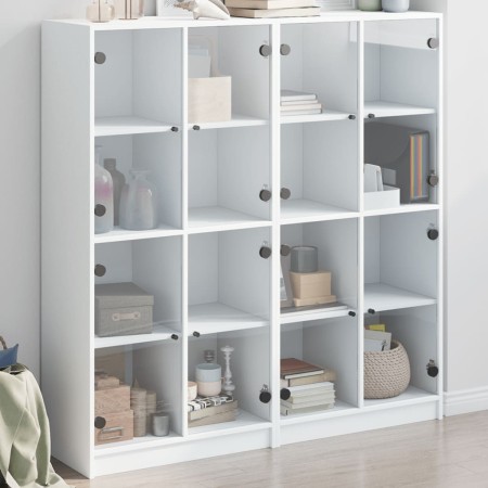 vidaXL Bücherschrank mit Türen Weiß 136x37x142 cm Holzwerkstoff
