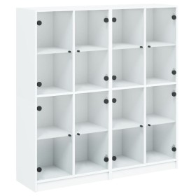 vidaXL Bücherschrank mit Türen Weiß 136x37x142 cm Holzwerkstoff