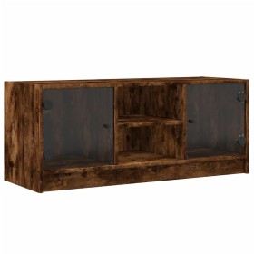 vidaXL TV-Schrank mit Glastüren Räuchereiche 102x37x42 cm