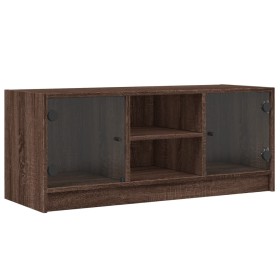 vidaXL TV-Schrank mit Glastüren Braun Eichen-Optik 102x37x42 cm