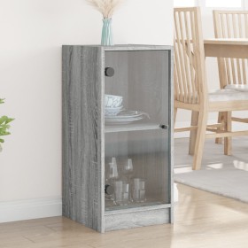 vidaXL Beistellschrank mit Glastüren Grau Sonoma 35x37x75,5 cm