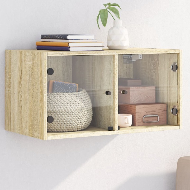 vidaXL Wandschrank mit Glastüren Sonoma-Eiche 68,5x37x35 cm vidaXL Wandschrank mit Glastüren Sonoma-Eiche 68,5x37x35 cm