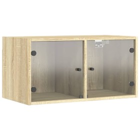 vidaXL Wandschrank mit Glastüren Sonoma-Eiche 68,5x37x35 cm