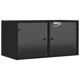 vidaXL Wandschrank mit Glastüren Schwarz 68,5x37x35 cm