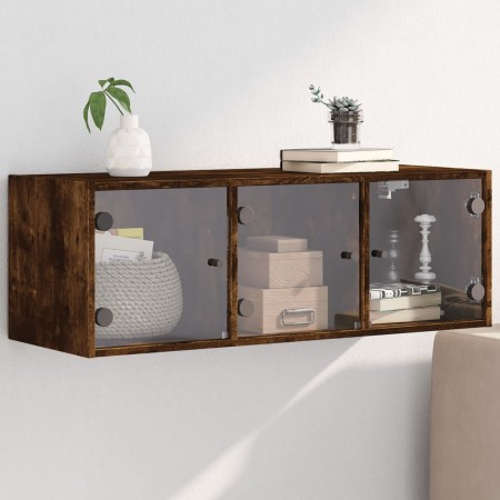 vidaXL Wandschrank mit Glastüren Räuchereiche 102x37x35 cm