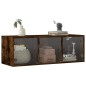 vidaXL Wandschrank mit Glastüren Räuchereiche 102x37x35 cm vidaXL Wandschrank mit Glastüren Räuchereiche 102x37x35 cm