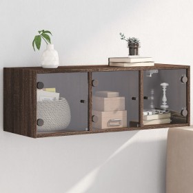 vidaXL Wandschrank mit Glastüren Braun Eichen-Optik 102x37x35 cm