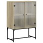 vidaXL Beistellschrank mit Glastüren Sonoma-Eiche 69x37x100 cm vidaXL Beistellschrank mit Glastüren Sonoma-Eiche 69x37x100 cm