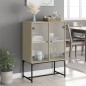 vidaXL Beistellschrank mit Glastüren Sonoma-Eiche 69x37x100 cm vidaXL Beistellschrank mit Glastüren Sonoma-Eiche 69x37x100 cm