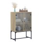 vidaXL Beistellschrank mit Glastüren Sonoma-Eiche 69x37x100 cm vidaXL Beistellschrank mit Glastüren Sonoma-Eiche 69x37x100 cm