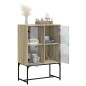 vidaXL Beistellschrank mit Glastüren Sonoma-Eiche 69x37x100 cm vidaXL Beistellschrank mit Glastüren Sonoma-Eiche 69x37x100 cm