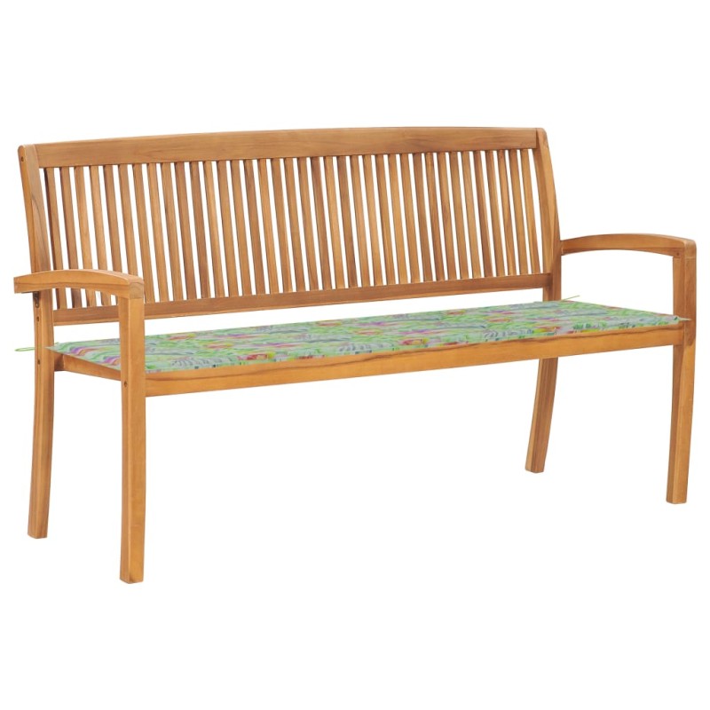Stapelbare Gartenbank mit Auflage 159 cm Massivholz Teak Stapelbare Gartenbank mit Auflage 159 cm Massivholz Teak