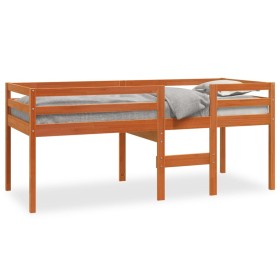 vidaXL Hochbett Wachsbraun 90x200 cm Massivholz Kiefer