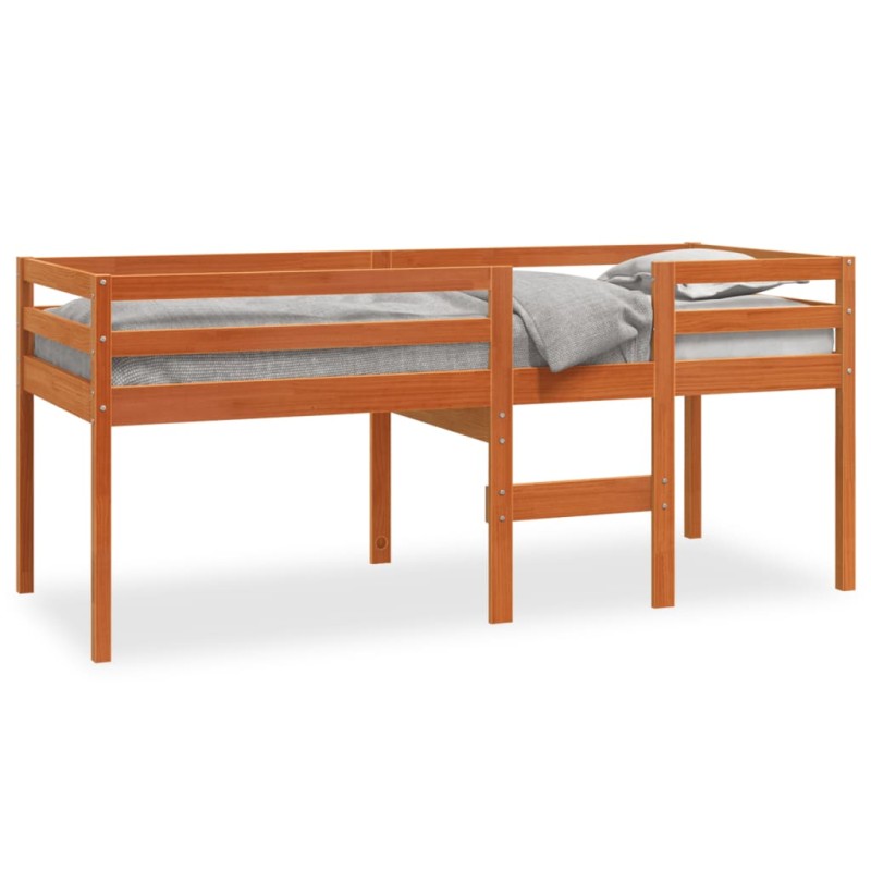 vidaXL Hochbett Wachsbraun 90x190 cm Massivholz Kiefer vidaXL Hochbett Wachsbraun 90x190 cm Massivholz Kiefer