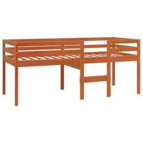 vidaXL Hochbett Wachsbraun 90x190 cm Massivholz Kiefer