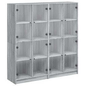 vidaXL Bücherschrank mit Türen Grau Sonoma 136x37x142 cm Holzwerkstoff