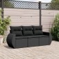 vidaXL 3-tlg. Garten-Sofagarnitur mit Kissen Schwarz Poly Rattan vidaXL 3-tlg. Garten-Sofagarnitur mit Kissen Schwarz Poly Rattan