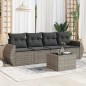 vidaXL 5-tlg. Garten-Sofagarnitur mit Kissen Grau Poly Rattan vidaXL 5-tlg. Garten-Sofagarnitur mit Kissen Grau Poly Rattan