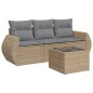vidaXL 4-tlg. Garten-Sofagarnitur mit Kissen Beige Poly Rattan vidaXL 4-tlg. Garten-Sofagarnitur mit Kissen Beige Poly Rattan