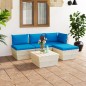 5-tlg. Garten-Sofagarnitur aus Paletten mit Kissen Fichtenholz 5-tlg. Garten-Sofagarnitur aus Paletten mit Kissen Fichtenholz