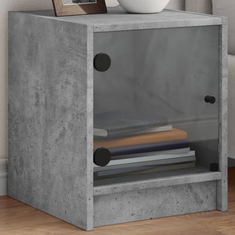 vidaXL Nachttisch mit Glastür Betongrau 35x37x42 cm vidaXL Nachttisch mit Glastür Betongrau 35x37x42 cm