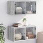 vidaXL Wandschränke mit Glastüren 2 Stk. Grau Sonoma 68,5x37x35 cm vidaXL Wandschränke mit Glastüren 2 Stk. Grau Sonoma 68,5x37x35 cm
