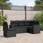 vidaXL 5-tlg. Garten-Sofagarnitur mit Kissen Schwarz Poly Rattan vidaXL 5-tlg. Garten-Sofagarnitur mit Kissen Schwarz Poly Rattan