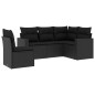 vidaXL 5-tlg. Garten-Sofagarnitur mit Kissen Schwarz Poly Rattan vidaXL 5-tlg. Garten-Sofagarnitur mit Kissen Schwarz Poly Rattan