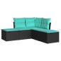 vidaXL 5-tlg. Garten-Sofagarnitur mit Kissen Schwarz Poly Rattan vidaXL 5-tlg. Garten-Sofagarnitur mit Kissen Schwarz Poly Rattan