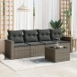 vidaXL 5-tlg. Garten-Sofagarnitur mit Kissen Grau Poly Rattan vidaXL 5-tlg. Garten-Sofagarnitur mit Kissen Grau Poly Rattan