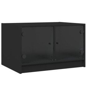 vidaXL Couchtisch mit Glastüren Schwarz 68x50x42 cm