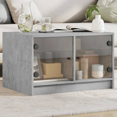 vidaXL Couchtisch mit Glastüren Betongrau 68x50x42 cm