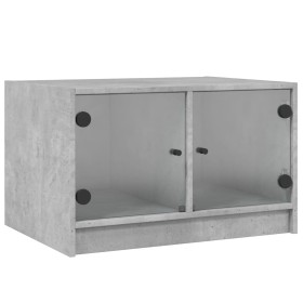 vidaXL Couchtisch mit Glastüren Betongrau 68x50x42 cm
