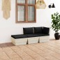 3-tlg. Garten-Sofagarnitur aus Paletten mit Kissen Fichtenholz 3-tlg. Garten-Sofagarnitur aus Paletten mit Kissen Fichtenholz