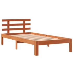 vidaXL Massivholzbett mit Kopfteil Wachsbraun 90x200 cm Kiefer