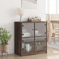 vidaXL Beistellschrank mit Glastüren Braun Eichen-Optik 68x37x75,5 cm vidaXL Beistellschrank mit Glastüren Braun Eichen-Optik 68x37x75,5 cm