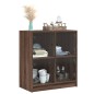 vidaXL Beistellschrank mit Glastüren Braun Eichen-Optik 68x37x75,5 cm vidaXL Beistellschrank mit Glastüren Braun Eichen-Optik 68x37x75,5 cm