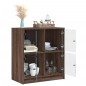 vidaXL Beistellschrank mit Glastüren Braun Eichen-Optik 68x37x75,5 cm vidaXL Beistellschrank mit Glastüren Braun Eichen-Optik 68x37x75,5 cm