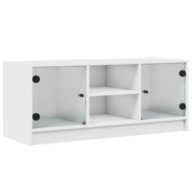 vidaXL TV-Schrank mit Glastüren Weiß 102x37x42 cm