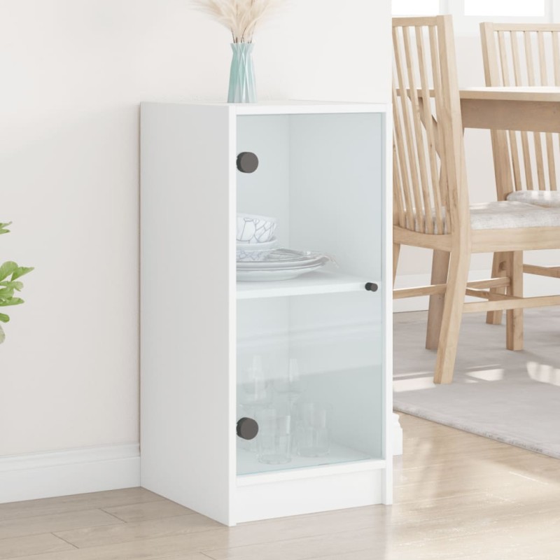 vidaXL Beistellschrank mit Glastüren Weiß 35x37x75,5 cm vidaXL Beistellschrank mit Glastüren Weiß 35x37x75,5 cm