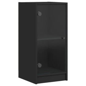 vidaXL Beistellschrank mit Glastüren Schwarz 35x37x75,5 cm
