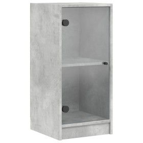 vidaXL Beistellschrank mit Glastüren Betongrau 35x37x75,5 cm