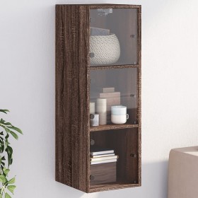 vidaXL Wandschrank mit Glastüren Braun Eichen-Optik 35x37x100 cm