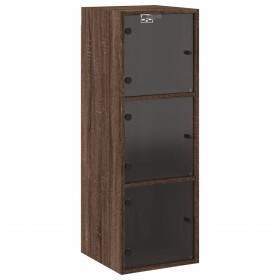 vidaXL Wandschrank mit Glastüren Braun Eichen-Optik 35x37x100 cm