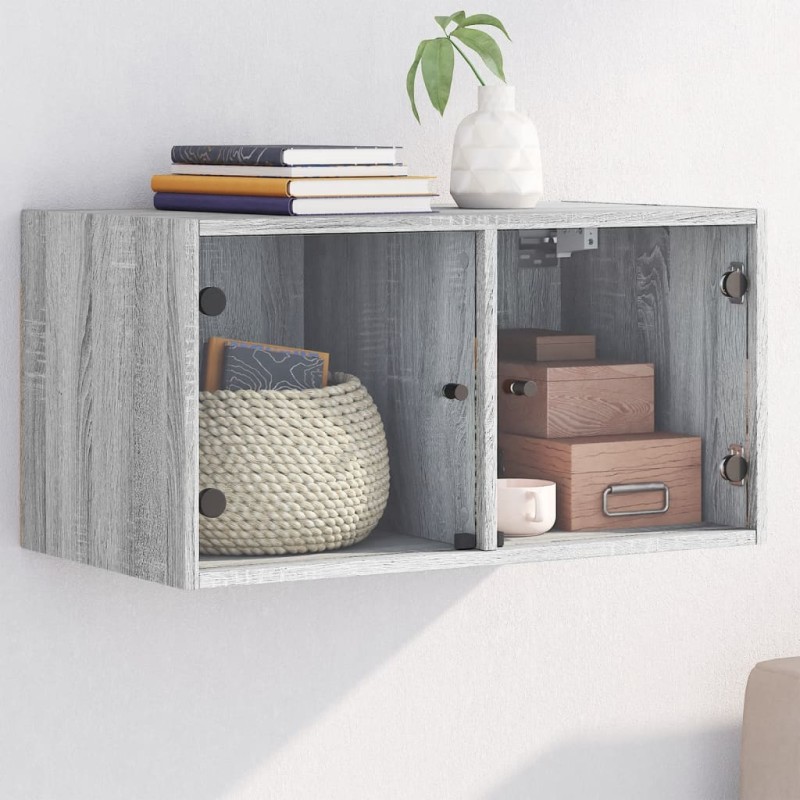 vidaXL Wandschrank mit Glastüren Grau Sonoma 68,5x37x35 cm vidaXL Wandschrank mit Glastüren Grau Sonoma 68,5x37x35 cm