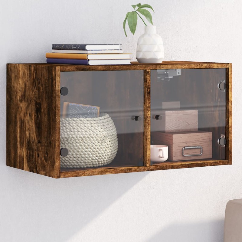 vidaXL Wandschrank mit Glastüren Räuchereiche 68,5x37x35 cm vidaXL Wandschrank mit Glastüren Räuchereiche 68,5x37x35 cm
