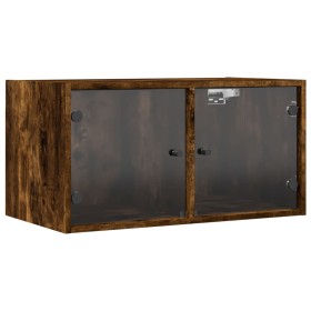 vidaXL Wandschrank mit Glastüren Räuchereiche 68,5x37x35 cm