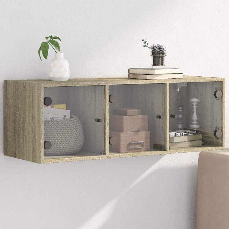 vidaXL Wandschrank mit Glastüren Sonoma-Eiche 102x37x35 cm vidaXL Wandschrank mit Glastüren Sonoma-Eiche 102x37x35 cm