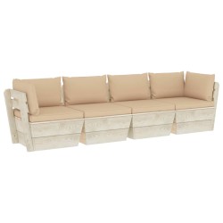 Garten-Palettensofa 4-Sitzer mit Kissen Fichtenholz